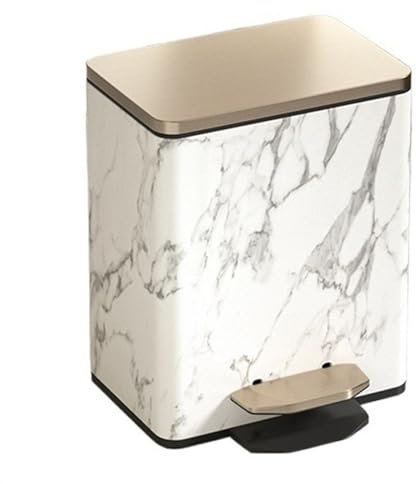 Pattumiera da 12 l con coperchio a chiusura ammortizzata, in acciaio inox, con gradino per la spazzatura per casa e ufficio, secchio interno a pedale, colore bianco