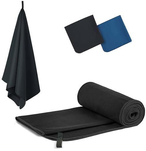 Lepat Microfibre towel, Ultra Lightweight Gym Towel, Super Absorbent Compact Camping Towel, Quick Dry Microfiber Towels for Sports Hiking Travel Camping Beach Swimming (Black, 60 * 122cm)