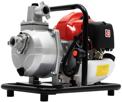 Benzinmotor-Wasserpumpe Gasbetriebene Wasserpumpen 2Takt/4Takt Semi MüLlpumpen Mit LuftküHlung Garten Brunnen FüR Landwirtschaftliche BewäSserung Industrielle Abwasseraufbereitung (2Takt 1.7HP)