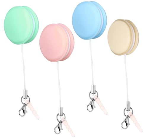 HAWILLOSCH Phone Screen Cleaner Macaron Shape Dual-sided Cloth with Keychain, 4 Pack Portable Lens Wipes for Smartphones and Glasses in Random Colours