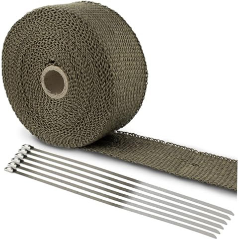 DRESSOOS Bande Isolante Thermique Pour Échappement En Fibres De 10m x x 50mm Avec 6 Attaches En Acier Inoxydable Protection Thermique Pour Et Véhicules