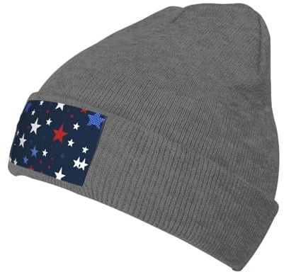 Unisex Strickmütze mit Sternen-Aufdruck, für Herren und Damen, warm, kuschelig, für den täglichen Gebrauch, dunkelgrau (Deep Heather), Einheitsgröße