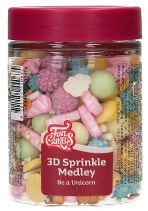 FunCakes 3D Sprinkle Medley Be a Unicorn: Decorazioni di Zucchero, Sapore Delizioso, Ottime per Decorare Torte, Cupcake e Biscotti, Sprinkle Mix, 70g