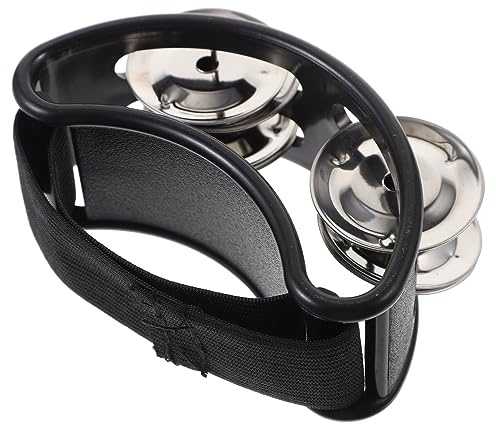 Toyvian Fuß Tamburin Percussion Musikinstrument Schwarz Mit Metall-schellen Elastischem Nylonriemen Für Komfortablen Halt Kompakter Abs-korpus Für Akustische Sets Und Rhythmusübungen