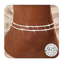 YADOCA Fußkettchen für Damen, 925 Sterling Silber Damen Fußkettchen Verstellbare mehrlagige wasserdichte Silber Fussketten für Frauen Mädchen