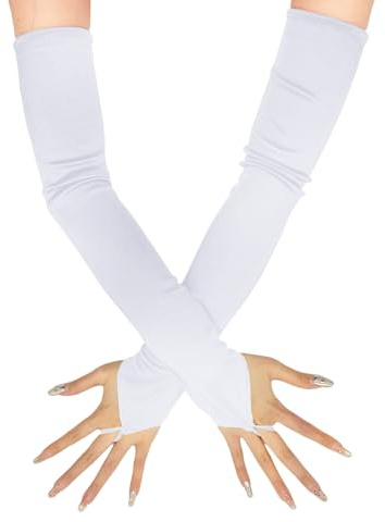 Annlpoy lange handschuhe damen Weißer handschuhe kostüm vintage sexy lange opernhandschuhe,für festliche Anlässe, Partys und Kostüme, 48 cm, Polyester - Vintage-Design