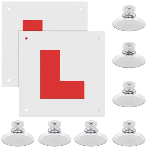 2 Pcs L Plates Magnetic - Reflective L Plates with 8 M4 Nut Suction Cups | Reflective At Night L Plates Suction Cup, Safe Driving, Learner Plates Magnetic for Car Learners