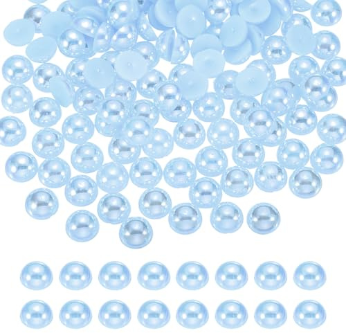 sourcing map 150 piezas de media perla para manualidades, perlas de imitación de plástico de 14 mm con parte trasera plana, cuentas sueltas de diamantes de imitación para manualidades, ropa, vaso