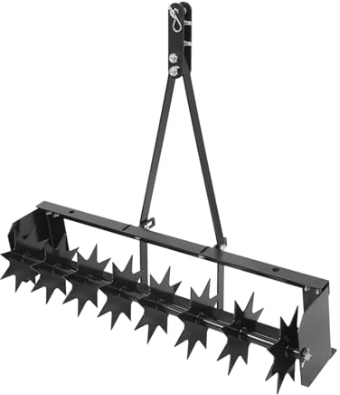 YOICUATGNA Rasenbelüfter-Werkzeug, 81 cm, Belüfter, Rasenwerkzeug Grasabschlepp, hinter Belüfter, Werkzeugrolle mit 8 Stern-Spikes für Garten, Gras, Terrasse, Hof, Schwarz