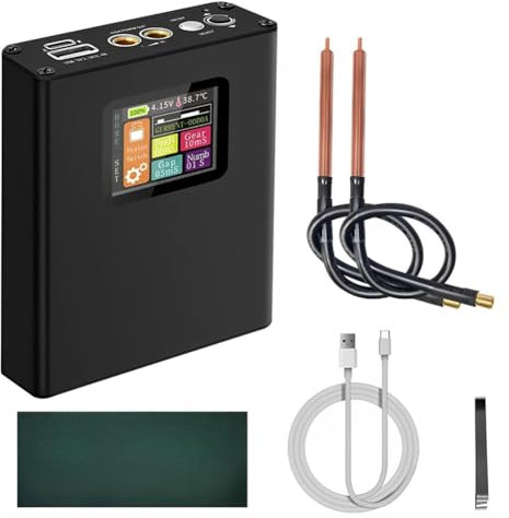 Uxsjakjsd Miniature Spot Welder Kit with Colorful LCD, 500mAh Rechargeable Lithium Battery for 18650 Battery Maintenance