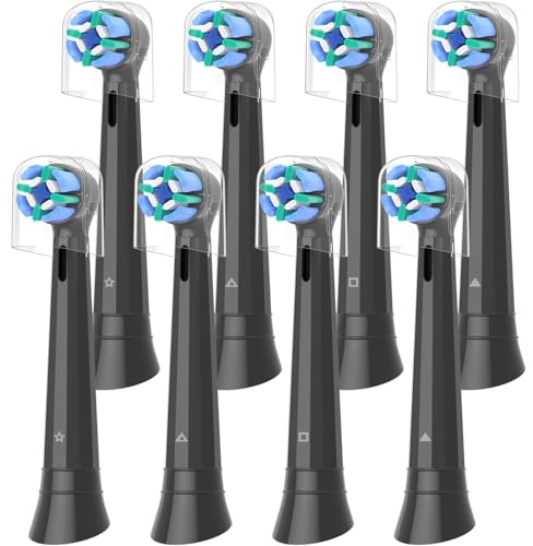 8 Stück iO Aufsteckbürsten Kompatibel mit Oral B iO 3/4/5/6/7/8/9/10 Zahnbürste Elektrische (8 Schwarz, 8 stück (1er Pack))
