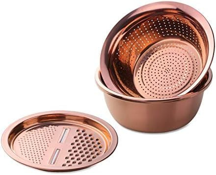 Grater Stainless Steel Drain Pan, Strainer Basket, Vegetable Cutter, Grater, Kitchen Accessories Cheese Grater, Rose Gold
