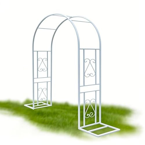 Arche de jardin blanche pour plantes grimpantes - Tube carré - Treillage en métal pour allées extérieures - Décoration de jardin - 140 x 230 cm (l x H)