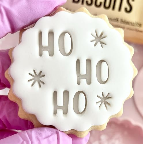 Ho Ho Ho Merry Christmas Cookie Cutter Fondant Stamp Embosser Santa Place Setting Favour Cupcakes fits All Butter Biscuits m&s Marks and Spencers Xmas Gift Ideas Free Matching Cutter