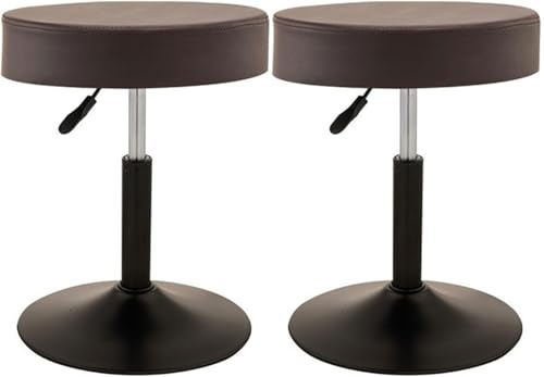 LLSHQ Justerbar vridbar mot höjd Barpall Stol Matstolar Set med 2 med rund lädersäte Kromben Hydraulisk (B,42-56cm)