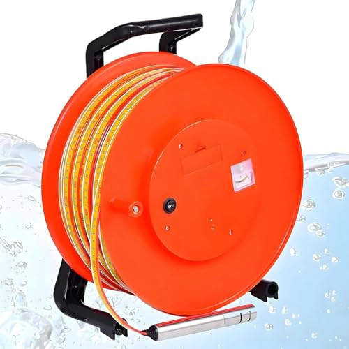 Compteur de niveau d'eau, sonde en acier inoxydable, outil de mesure de forage, conception de bobine de câble, détecteur de profondeur d'eau souterraine/puits 30 m