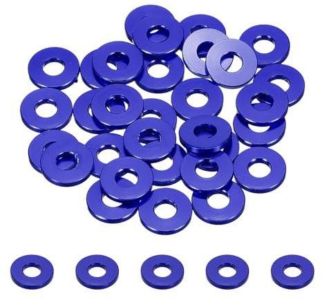 QUARKZMAN 30 Pièces Rondelles Metal M4, Rondelles Plates M4 x 10 mm, Rondelle en Alliage d'Aluminium, Épaississement, pour Vis et écrous, gonds de Porte, Pièces de Modèles Rc, Bleu Foncé