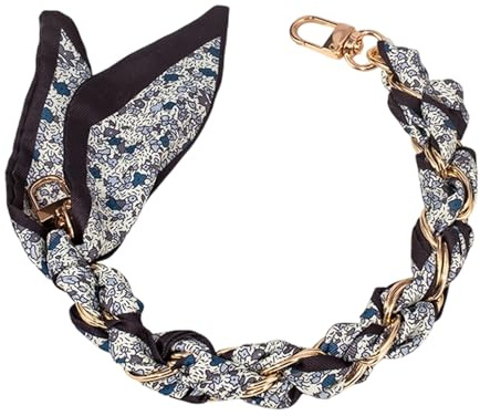 CHIZISX Dragonne de poignet en métal et tressé avec double boucle pour une fixation sécurisée Longueur 32 cm