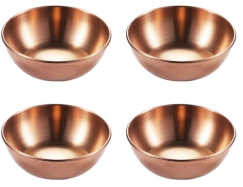 CANIGHT 4pezzi Piatti Antipasti in Acciaio Inox Rosa Piatti Dipping per Salse e Spezie Contenitori Salvaspazio Leggeri per Cucina Domestica e Ristoranti