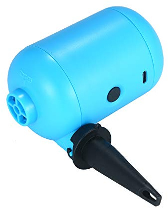 FTVOGUE Bomba de Aire Eléctrica USB Inflador Portátil DC 5V PVC con 4 Boquillas Compacto 10,5 X 7 Cm para Pelotas Colchón de Aire para Acampar y Piscina Infantil Azul