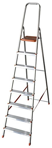 Scala domestica 8 gradini in alluminio portata 150kg Eurodomus E8/N Altezza 232 cm