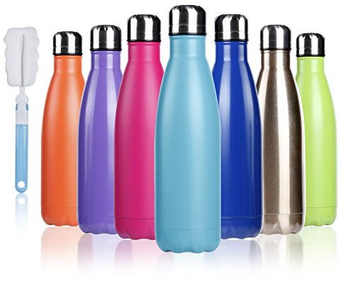 BOGI 17oz Insulated Water Bottle Double Wall Vacuum Stainless Steel Bottle Leak Proof keeps Hot and Cold Drinks for Outdoor Sports Camping Hiking Cycling, Comes with a Cleaning Brush Gift (D blue)