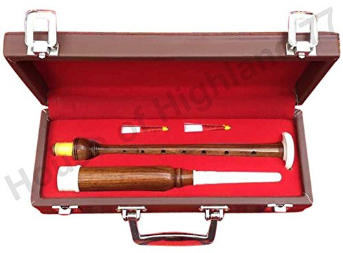 Cornamusa scozzese Highland pratica Chanter palissandro finitura nero e marrone con supporti in argento e avorio, cornamusa (marrone imitazione avorio)