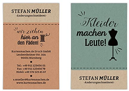 500 x Visitenkarten individuell mit Ihrem Inhalt 300g/qm Papier 85 x 55 mm - Schneiderei