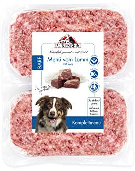 TACKENBERG Barf Menü mit Lammfleisch und Reis für Hunde 14 x 500 g (7kg) - leckeres Frostfleisch als Hundefutter in Premiumqualität - ohne Zuckerzusatz - Gefrierfutter
