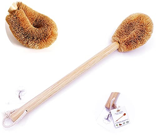 Updated Modern Version Toilet Bowl Brush, Natural Coconut Fiber Brush Head and Beechwood Handle for Bathroom Toilet - Sturdy, Deep Cleaning, Eco-Friendly, Toilet Cleaning Brush with Hanging Hook