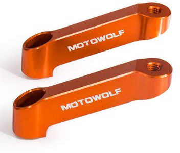 C-Funn 2Pcs CNC Aluminium 10Mm Gewinde im Uhrzeigersinn Motorradspiegel Riser Extender Adapter Bike Universal - Orange