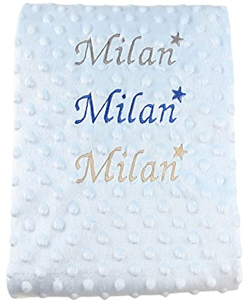 Baby Decke mit Namen bestickt (blau)