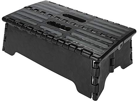 Dioche Tritthocker Klappbarer Tritthocker, tragbarer Tritthocker für oben Auto/Bad, Schwarz, 38 x 21,5 x 13 cm