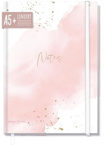 paper&you® Notizbuch A5+ liniert mit Gummiband Blush 156 Seiten, 78 Blatt - als Journal, Tagebuch, Notizheft - nachhaltig & klimafreundlich