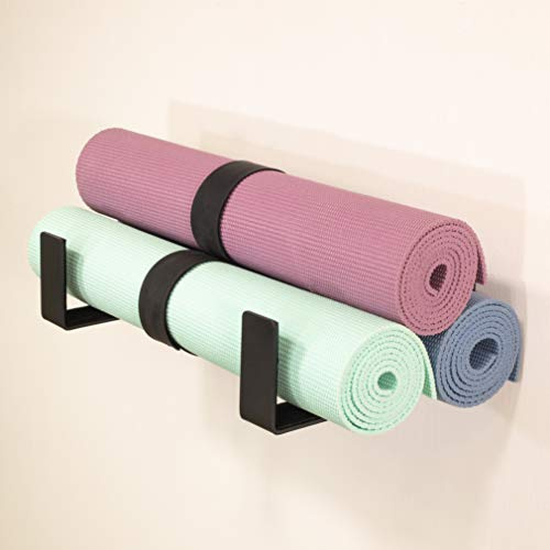 StoreYourBoard Supporto per tappetino da yoga, XL, con ganci da parete in schiuma, 3 tappetini per esercizi, organizer per attrezzi da fitness