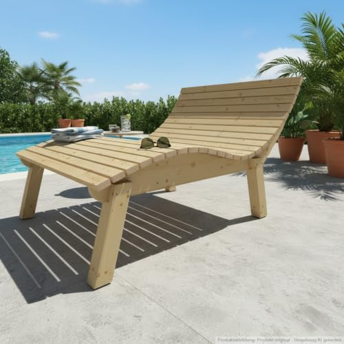 TUGA - Holztech Gartenliege Relaxliege Liege - Franzi (Fichte) Breite 140cm Einstiegshöhe 60cm