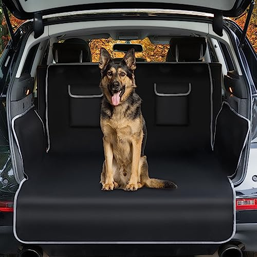 Toozey Universal Car Boot Protector for Dogs, 2 Large Pockets, Waterproof & Non-Slip, 208 x 105 cm for Most Cars, Bonus E-Book, Black-XL