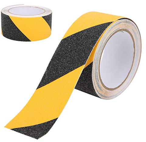 Klebeband, 50mm x 5m Anti Rutsch Sicherheitsband PVC Anti Rutsch Klebeband Mattierter Wasserdichter Boden Warnklebebänder Schwarz-Gelbes Gestreiftes Warnband zur Boden-und Sicherheitsmarkierung