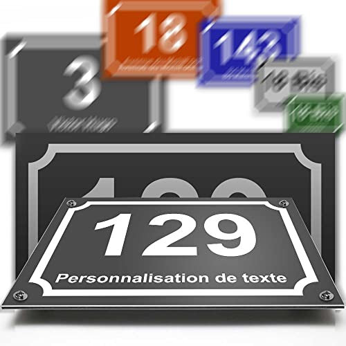 Placa decorativa de aluminio y polietileno con número de calle decorativa para puertas y buzón - Colección clásica: 2 líneas personalizables