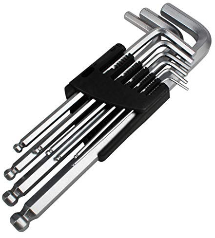 Larcele Juego de Llaves Hexagonales Cabezal Esférico, Llaves Allen para Autos y Bicicletas, Metric, 9 Pieza