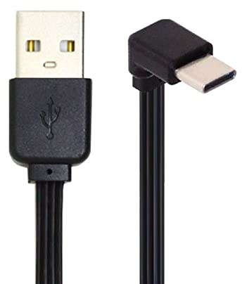 cablecc USB 2.0 Typ-A Stecker auf USB-C Typ-C nach unten schräge 90 Grad Daten flaches dünnes FPC-Kabel für FPV & Disc & Telefon 13 cm