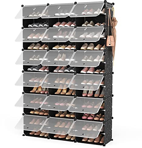 ROJASOP Portable Shoe Rack Organizer, 72 Pairs Covered Shoe Rack Shoe Organizer for Closet Entryway 12-Tier Shoe Storage Cabinet Space Saver Closed Shoe Organizer Cabinet with Doors