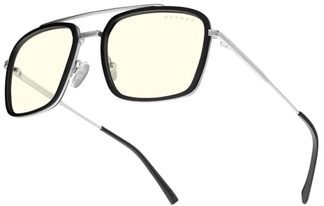 Gunnar Gaming and Computer Eyewear | Barron Edition |Stainless Steel frame, Lens Tint: Clear (Blocks 35% Blue Light & 100% UV Light) | Patented lens | Reduce eye strain & dryness