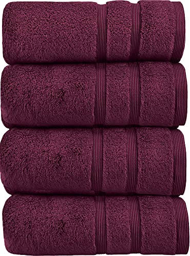 HOMESTORY Premium Handtuch-Set 4-teilig, 100% Baumwolle, Frottee, 550g/m², weich, saugstark und schnelltrocknend, Oeko-Tex 100, Beere, 4X Handtuch - 50x100 cm