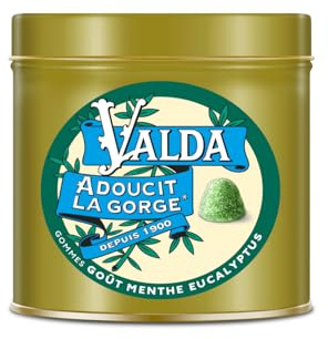 Valda Gommes Goût Menthe Eucalyptus avec Sucres - Adoucit la Gorge* - 140 g