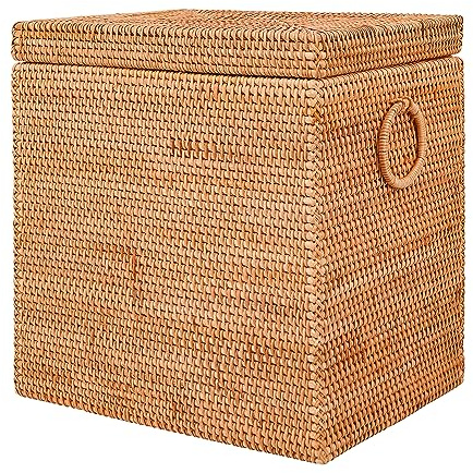 LALASUN Rattan Laundry Hamper With Removable Liner Bag, Rattan Laundry Basket With Handles(16.5 L×13W×18H）