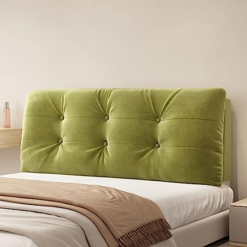 ZZYK Nachttischkissen Bettrückenlehne Doppelkopfteilkissen,Wandkissen Kissenbrett Getufteter Knopf Tagesbett Schlafzimmer Kopfteil Mit Abnehmbarem Bezug,Green1,Straps 63/160cm