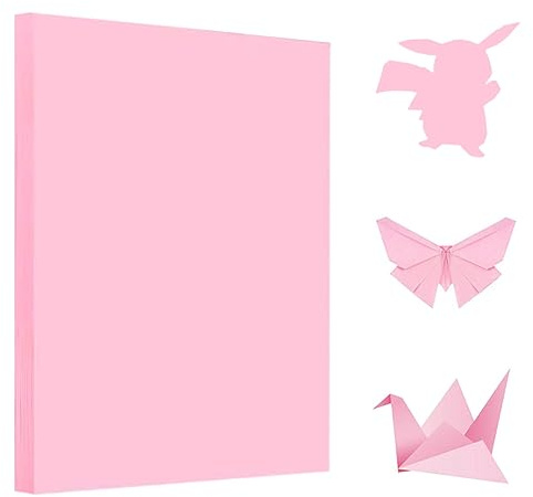Lot de 100 feuilles de papier origami rose A4, 70 g/m², papier pliable double face, 297 mm x 210 mm, pour loisirs créatifs, loisirs créatifs, découpe de papier