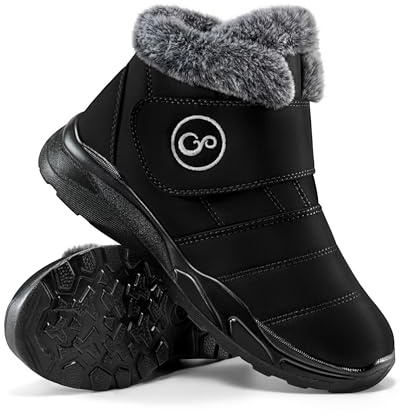 Aomigoct Winter Snow Boots for Women Waterproof: Black 10 Fur Lined Warm Womens Boots Anti Slip Hook Loop Comfortable Booties Outdoor