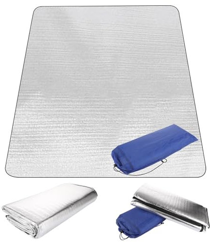 Alu Isomatte Schaummatten 195 x 195cm Faltbare Isoliermatte für Camping Wasserdicht Thermomatte Anti-Feuchtigkeit Bodenmatte, Ultraleicht Isolierdecke, Wärmeisolierend Camping Matte für Yoga, Sport